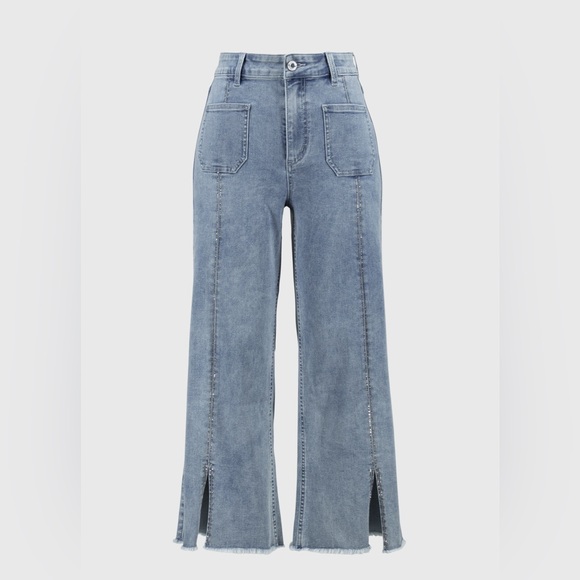 Joseph Ribkoff Culotte Jeans/Denim  With Embellished Front Seam 241903S25 - Picture 6 of 10